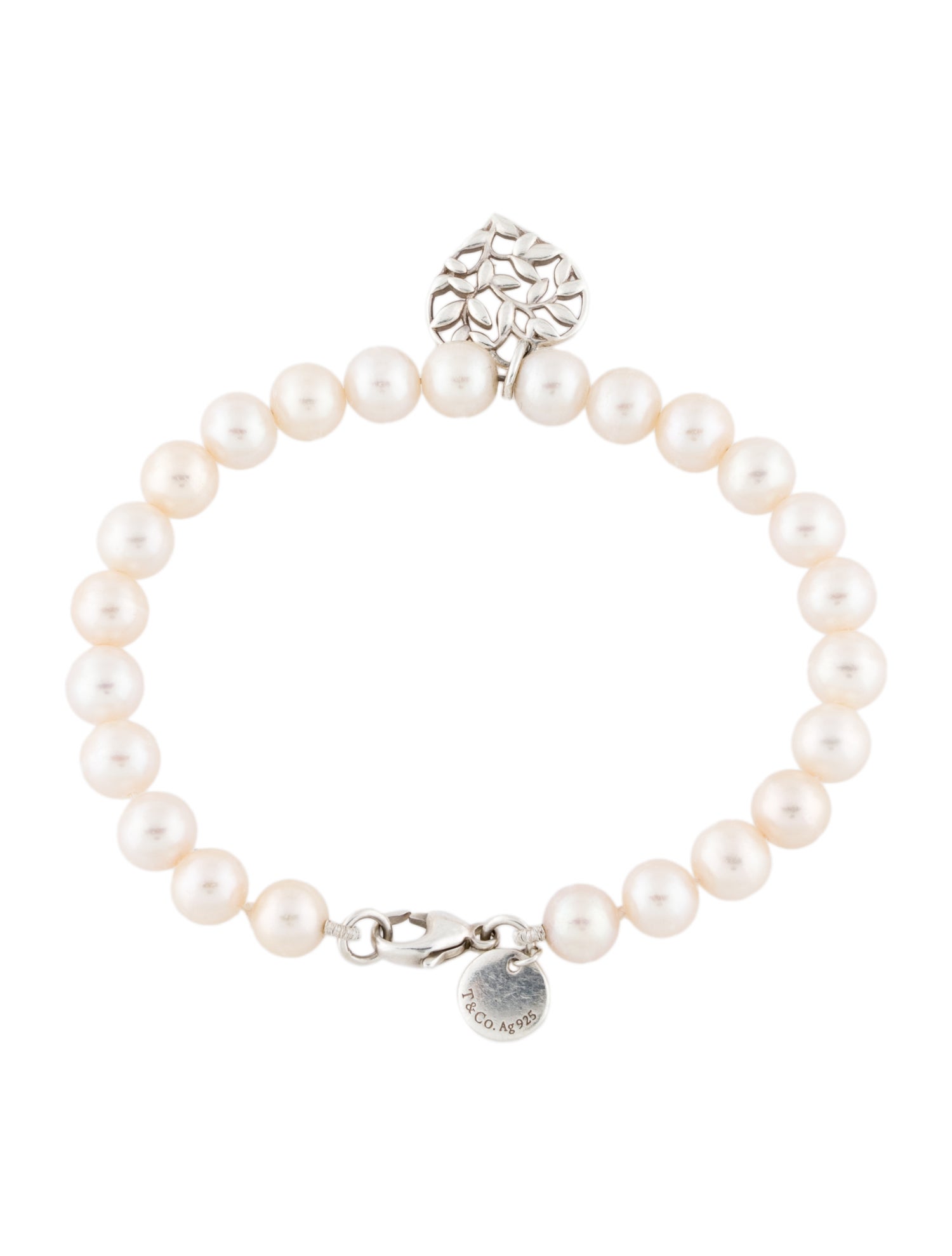 Tiffany & Co. Olive Leaf Pearl Heart Bracelet